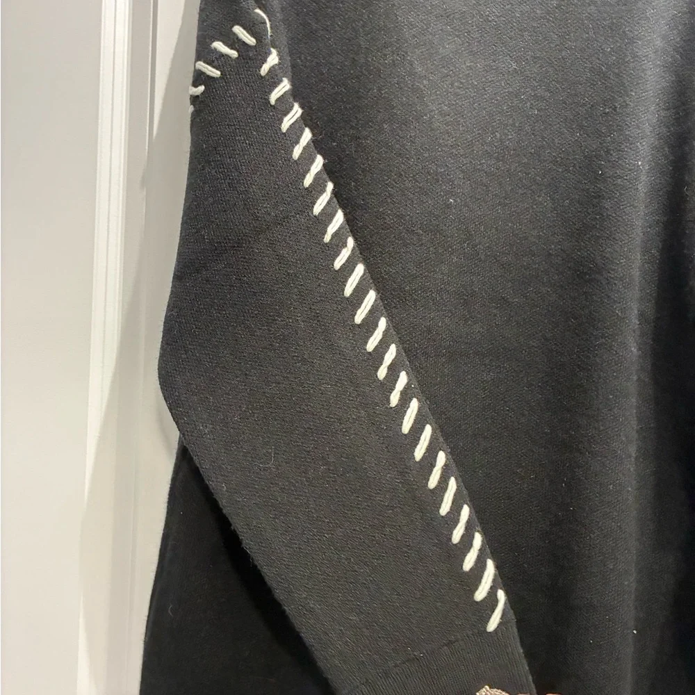 English Factory Black Sweater Dress with White Stitching - Picture 4 of 6
